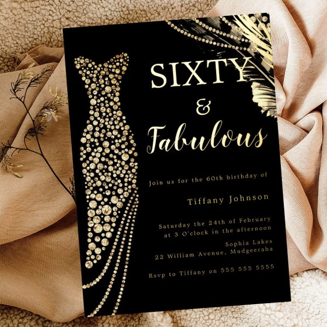 Sixty & Fabulous Elegant Gold Dress 60th Birthday (Creator Uploaded)