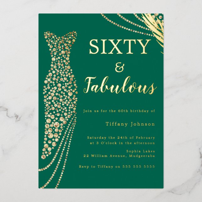 Sixty & Fabulous Emerald Gold Dress 60th Birthday (Front)