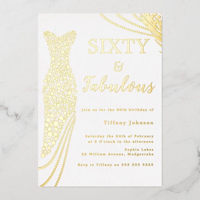 Sixty & Fabulous! Gold Foil Dress 60th Birthday (Front)