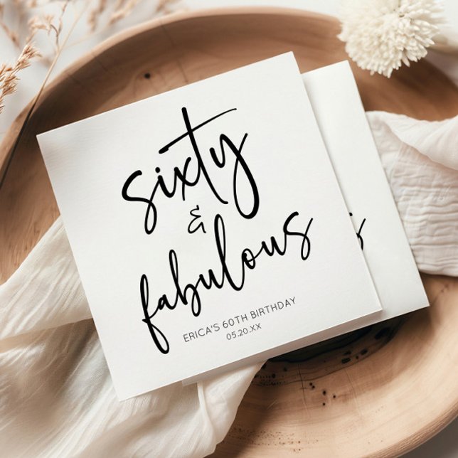 Sixty & Fabulous Minimal 60th Birthday Party Napkin (Creator Uploaded)