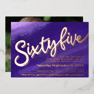 Sixty five 65th Birthday purple rose gold photo