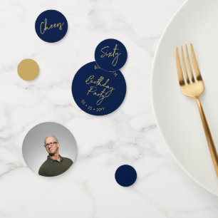 Sixty   Gold & Navy Modern 60th Birthday Party Confetti