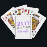 SIXTY HELL YEAH! Personalized 60th Birthday Gift Playing Cards<br><div class="desc">Make their milestone birthday unforgettable with a deck of personalized poker cards that screams celebration. Featuring the iconic "SIXTY HELL YEAH!" in radiant purple,  these cards are playful,  bold,  and totally gift-worthy. A fun way to honour the guest of honour and keep the good vibes rolling!</div>