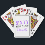SIXTY HELL YEAH! Personalized 60th Birthday Gift Playing Cards<br><div class="desc">Make their milestone birthday unforgettable with a deck of personalized poker cards that screams celebration. Featuring the iconic "SIXTY HELL YEAH!" in radiant purple,  these cards are playful,  bold,  and totally gift-worthy. A fun way to honour the guest of honour and keep the good vibes rolling!</div>