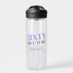 SIXTY HELL YEAH! Personalized Funny 60th Birthday  Water Bottle<br><div class="desc">Make sixty unforgettable with this bold and personalized “SIXTY HELL YEAH!” water bottle featuring vibrant purple and classic black lettering. It’s the perfect sassy gift for anyone hitting the big 6-0 with confidence and class. Customizable with a name, this sleek bottle is ideal for birthday celebrations, gym sessions, or everyday...</div>