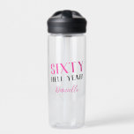 SIXTY HELL YEAH! Personalized Funny 60th Birthday  Water Bottle<br><div class="desc">Celebrate turning sixty with fierce flair! This “SIXTY HELL YEAH!” personalized water bottle in bold pink and classic black says it loud — sixty is something to cheer for. Whether it’s for workouts, birthday party hydration, or everyday style, this bottle is the perfect companion for a fabulous milestone year. Add...</div>