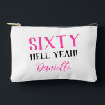 Sixty Hell Yeah! Personalized Pink 60th Birthday Accessory Pouch<br><div class="desc">Turn sixty in style! This personalized accessory pouch in vibrant pink is perfect for holding cosmetics, party supplies, or everyday items. Customizable with her name, it’s a bold, fun, and practical gift. Pairs beautifully with other items in the “Sixty Hell Yeah!” birthday collection—because sixty deserves to be celebrated out loud....</div>