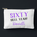 Sixty Hell Yeah! Personalized Purple 60th Birthday Accessory Pouch<br><div class="desc">Turn sixty in style! This personalized accessory pouch in vibrant purple is perfect for holding cosmetics, party supplies, or everyday items. Customizable with her name, it’s a bold, fun, and practical gift. Pairs beautifully with other items in the “Sixty Hell Yeah!” birthday collection—because sixty deserves to be celebrated out loud....</div>