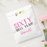 Sixty Hell Yeah! Pink 60th Birthday Favour Bag<br><div class="desc">Fierce,  fabulous,  and sixty! This pink “Sixty Hell Yeah!” favour bag adds attitude and charm to her milestone birthday party. Customizable with the birthday girl’s name and ready to fill with goodies. Part of a larger matching collection for a coordinated celebration.</div>