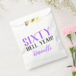 Sixty Hell Yeah! Purple 60th Birthday  Favour Bag<br><div class="desc">Celebrate her sixtieth with a bold party statement! These personalized favour bags featuring “Sixty Hell Yeah!” in vibrant purple are perfect for candy,  small gifts,  or mementos. Add her name for a fun and custom touch. Pair with matching items from the full collection to style the celebration flawlessly.</div>