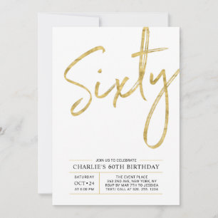 Sixty Modern Gold 60th Birthday Party Invitation