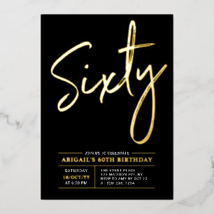 Sixty   Modern Gold & Black 60th Birthday Party
