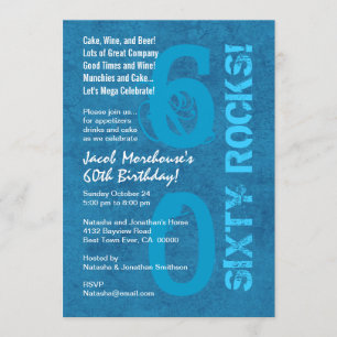 Sixty Rocks! 60th Birthday Party Modern Grunge Invitation