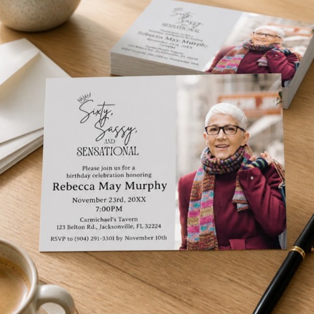 Sixty, Sassy, and Sensational Birthday Invitation (Creator Uploaded)