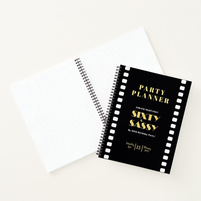 Sixty & Sassy Black Gold Party Planner Roaring 20s Notebook (Inside)