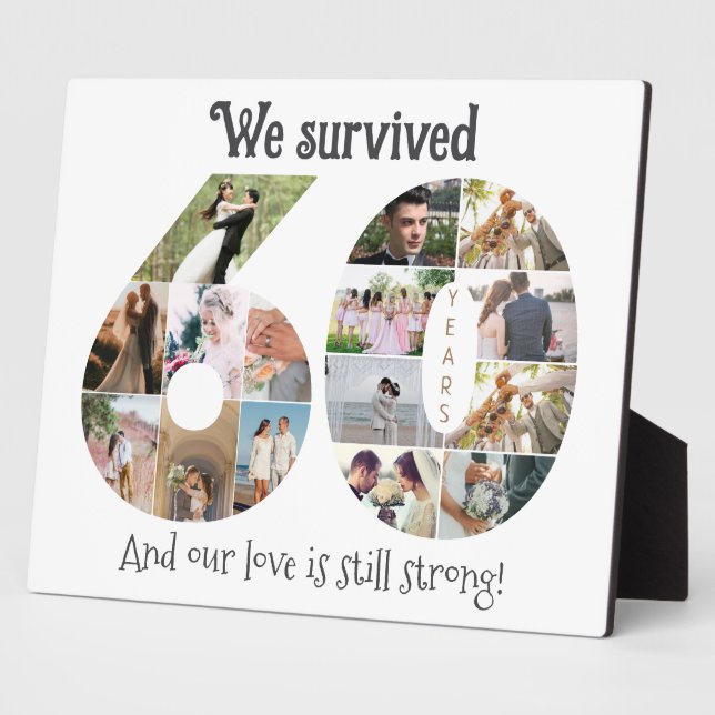 Sixty Year Wedding Anniversary Photo  Plaque (Side)