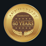 Sixty Years Anniversary Gold Magnet<br><div class="desc">Sixty years anniversary gold sticker with a laurel wreath.</div>