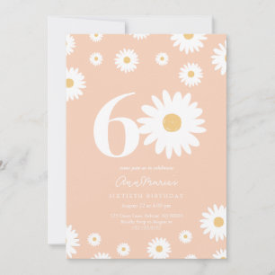 Sixty Years Retro Flower Pattern Birthday Invitation