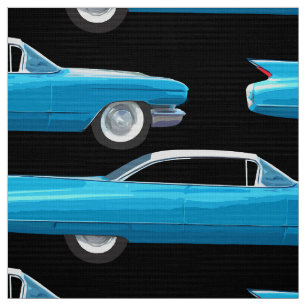 Sixty's retro styled classic car illustration fabric