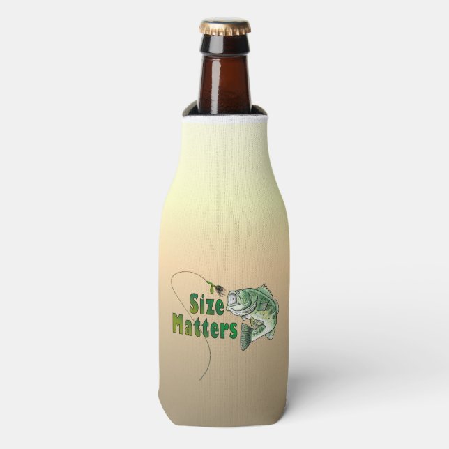 Size Matters Funny Fishing Bottle Cooler (Bottle Front)