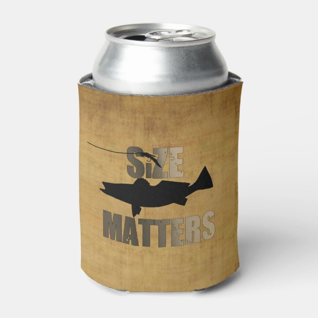Size Matters Funny Fly Fishing Trout Can Cooler (Can Front)