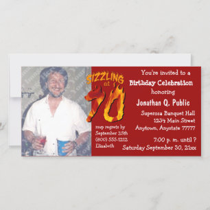 Sizzling At 70 Birthday Party Photo Invitation