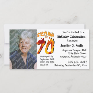 Sizzling At 70 Birthday Party Photo Invitation
