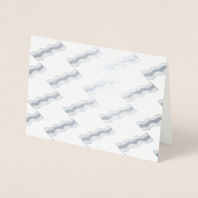 Sizzling Bacon Strips Meat Breakfast Food Foodie Foil Card (Front)