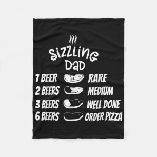 Sizzling Dad Meat Beer Pizza Funny Bbq  Fleece Blanket