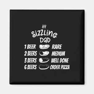 Sizzling Dad Meat Beer Pizza Funny Bbq  Magnet