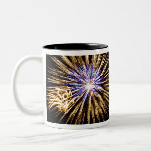 Sizzling Fireworks Display Two-Tone Coffee Mug