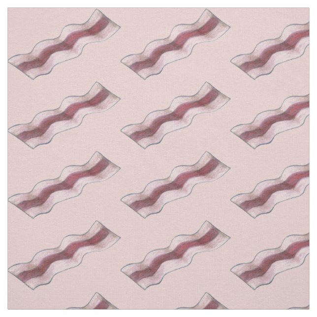Sizzling Fried Greasy Bacon Slice Breakfast Food Fabric (Swatch)