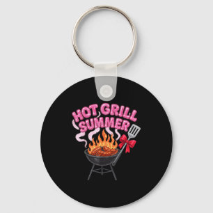 Sizzling grill summer funny bbq cookout sausage keychain
