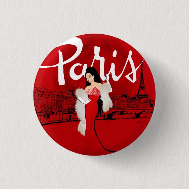 Sizzling in Paris 1 Inch Round Button (Front)