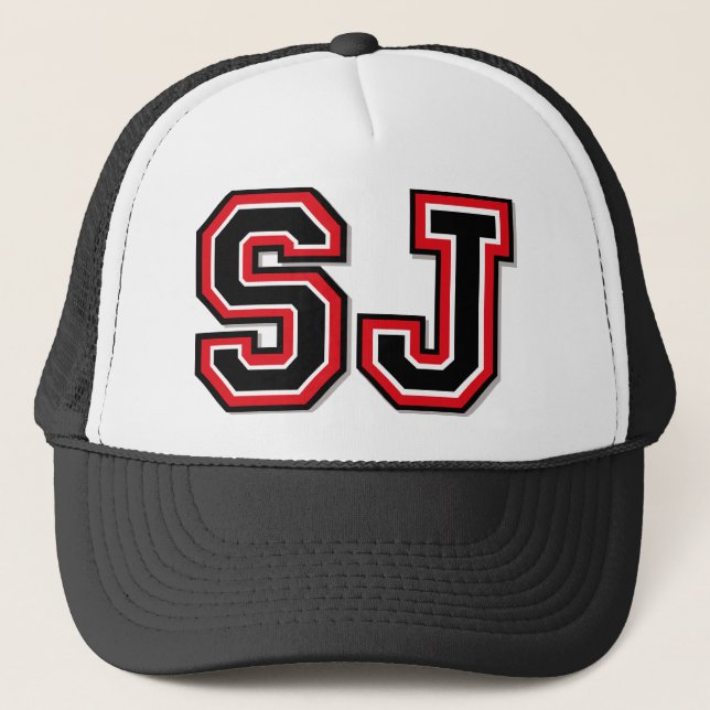 'SJ' Monogram Trucker Hat (Front)