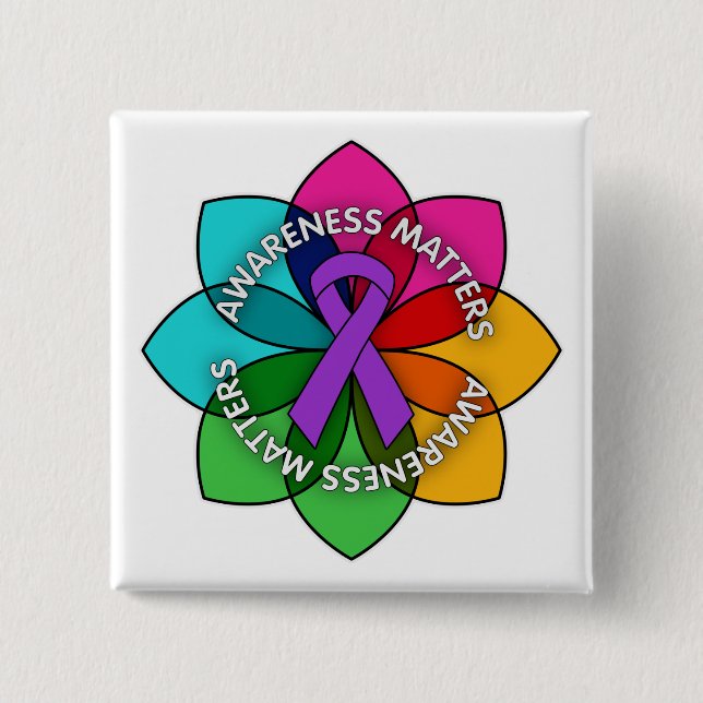 Sjogrens Syndrome Awareness Matters Petals 2 Inch Square Button (Front)