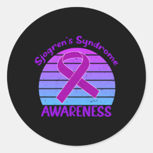 Sjogrens Syndrome Awareness Purple Ribbon Sjogren' Classic Round Sticker