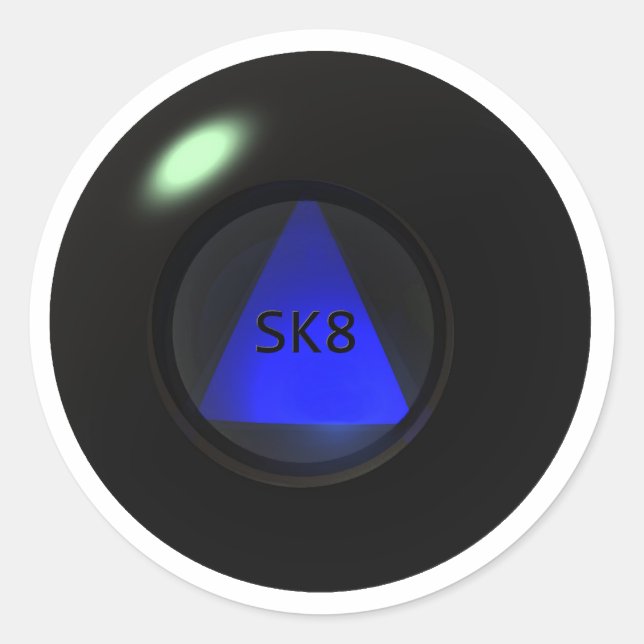 sk8_ball classic round sticker (Front)