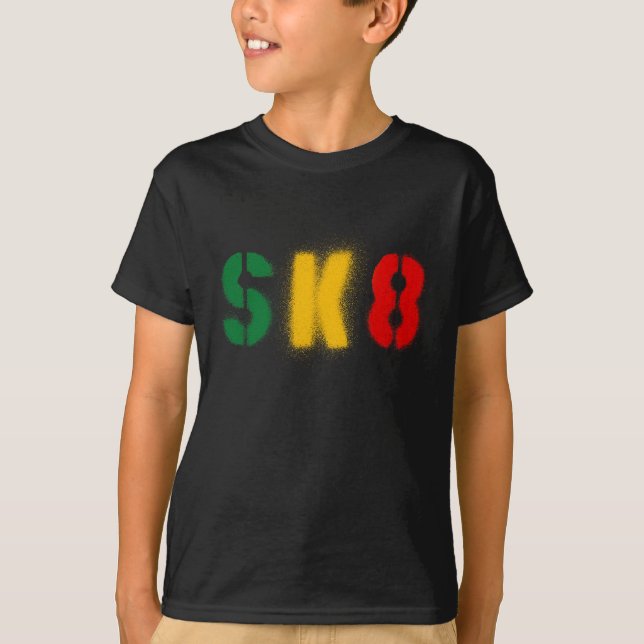 sk8 estencil rasta flag T-Shirt (Front)