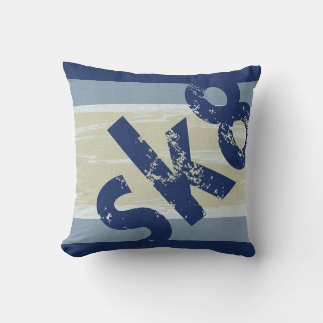 Sk8 Navy Blues Throw Pillow (Front)