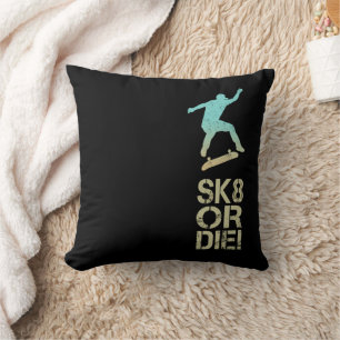 Sk8 Or Die! Olli Skater Vintage For Skateboarder Throw Pillow