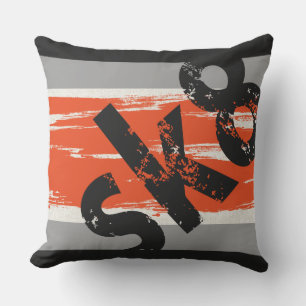 Sk8 - Skateboard Word Coussin Orange Charcoal Grey