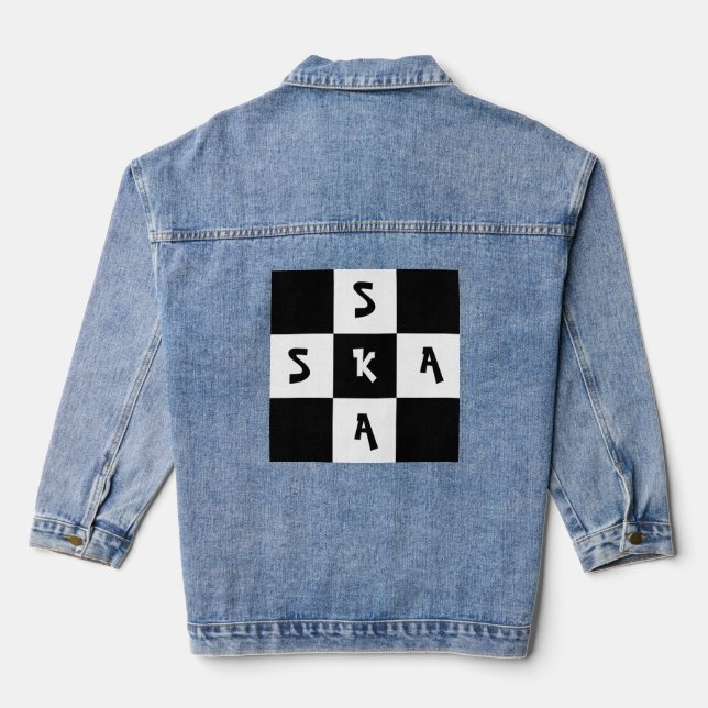 Ska music chequered old school punk rock 80's denim jacket (Back)