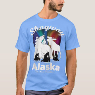 Skagway Alaska Aurora Borealis Bear Orca Moose Kee T-Shirt