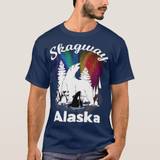 Skagway Alaska Aurora Borealis Bear Orca T-Shirt