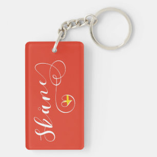 Skåne Flag Heart, Sweden, Scania Keychain