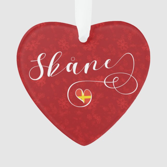 Skåne Flag Heart, Sweden, Scania Ornament (Front)