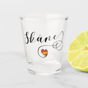 Skåne Flag Heart, Sweden, Scania Shot Glass