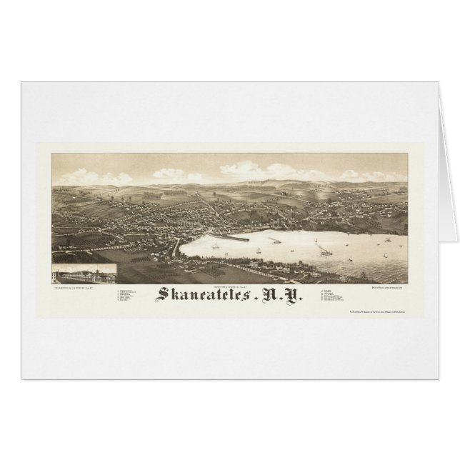 Skaneateles, carte panoramique de NY - 1884 (Devant horizontal)