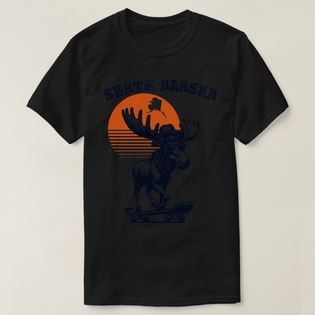 Skate Alaska Skating Moose TShirt (Design Front)